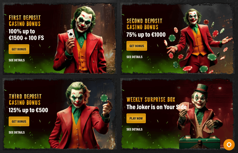 Bonusser på den officielle Jokery Casino side